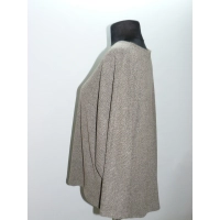 Beżowo złotawy sweter w stylu OVERSIZE z wydłużonym tyłem